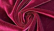 Premium Stretch Velvet Fabric by The Yard - Soft and Luxurious Upholstery Fabric - Versatile and Stretchy - Ideal for Clothing Home Decor and Crafts - 1 Yard (Burgundy)
