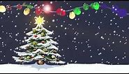 Christmas Zoom/Teams background with tree, snow & fairy lights