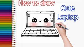 How To Draw A Cute LAPTOP Clipart,To Draw step by step, DL cute things