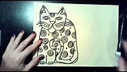 Cat Drawings Laurel Burch Inspired