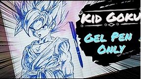 Drawing Kid Goku with only a Gel Pen | Time Lapse Pen Art | Dragon Ball