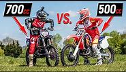 700cc vs 500cc 2 Stroke Dirt Bike Shootout!