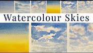 Every Watercolour Sky You'll Need - Using ONE Brush!!!