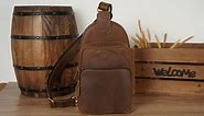 Full grain leather sling shoulder bag fits 9.7 inch iPad