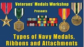 Navy Decorations, Unit Awards, Medals, Ribbon Awards, Marksman, Attachments & Devices.