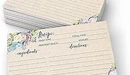 321Done 4x6 Floral Recipe Cards (Set of 50) - Thick Double Sided Premium Card Stock - Made in USA - Watercolor Flowers on Kraft Look, Large Notes From
