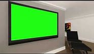 FREE HD Green screen background virtual room with green screen TV