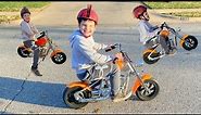 MoTORCYCLE for KiDS!! Caleb Plays with New Surprise Motorbike Ride-On Toy!