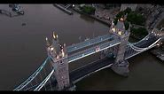 4K London England Drone aerial views of the river Thames and London Bridge