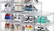 12 Pack Acrylic Clear Shoe Boxes– Ultra Clear Plastic Stackable Sneaker Storage For Sneakerhead. Professional Grade Shoe Display Case with Magnetic Door .Boots and Hat Organizer.Fits US Size 15