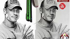 how to draw WWE Superstar Jhon Cena art | WWE Jhon Cena portrait art | Jhon Cena pencil portrait