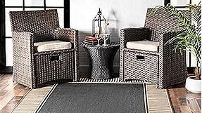 nuLOOM Asha Bordered 4x6 Indoor/Outdoor Area Rug for Living Room Patio Deck Front Porch Kitchen, Dark Grey/Ivory