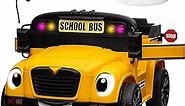 FINITO 24V School Bus Ride-on Vehicle, Fun Learning Toddler Kids Ride On Toy Car with 4WD Powerful Motors, Remote Control, EVA Tires, walkie-talkies for Boys and Girls (Yellow)