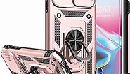 SKMY for iPhone SE Case 2022/3rd/2020,iPhone 8/7 Case,with Screen Protectors and Camera Cover,[Military Grade] 16ft.Drop Tested Cover with Magnetic Kickstand Protective Case for iPhone 8, Rose Gold