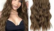 KooKaStyle Invisible Wire Hair Extensions with Transparent Headband Adjustable Size 4 Secure Clips Long Wavy Secret Wire Hairpiece 20 Inch for Women (24 Inch, Chestnut Brown)
