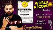 All World Records Broken By Dr. Manish Raj Sir (MR Sir) Proud Moment #pw