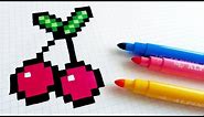 Handmade Pixel Art - How To Draw Cherries #pixelart
