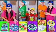 Ice cream challenge!🍨 grinch cake vs sob emoji cake mukbang