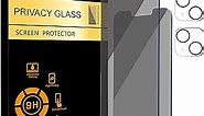 Ailun 2Pack Privacy Screen Protector for iPhone 13 [6.1 inch] + 2 Pack Camera Lens Protector, Anti Spy Private Tempered Glass Film,[9H Hardness] - HD [Black][4 Pack]