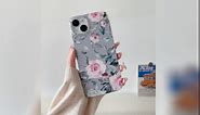 YeLoveHaw for iPhone 15 Plus Case for Women Girls, Soft Slim Full-Around Protective Cute Phone Case, Floral & Purple Gray Leaves Pattern, Compatible with iPhone 15Plus 2023 6.7'' (Pink Flowers)
