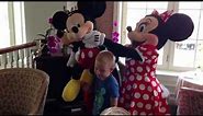 Meeting Mickey and Minnie at Disneyland Paris Castle Club extra show with little Mickey figure
