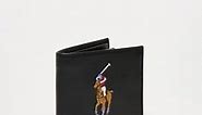 Polo Ralph Lauren pebbled leather bifold wallet in black with large pony logo | ASOS