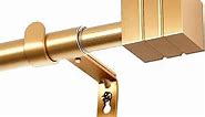 H.VERSAILTEX Curtain Rods for Windows 48 to 86 Inches Heavy Duty Single Splicing Curtain Rods with Brackets 3/4 inch Diameter Adjustable Telescoping Curtain Rod Set with Square Finials, Brass