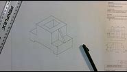 How to draw an isometric using the box method and the help of a top view.