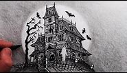 How to Draw a Haunted House: Step by Step