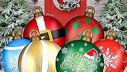 Jetec 32 Inch Giant PVC Christmas Decorated Ball Inflatable Outdoor Holiday Yard Decorations Christmas Yard Decorations Outdoor Christmas Decorations for Decor(6 Pcs, Cute Pattern)
