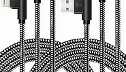 iPhone Charger [MFi Certified] 3 Pack (3/6/10FT) Nylon Braided Lightning Cable Right Angle Fast Charging Cords Compatible with iPhone 14/13/12/11/ Xs/XS Max/XR/X/8/8 Plus/7/7 Plus iPad iPod