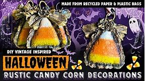 Halloween DIY Vintage Inspired Candy Corn Pillow Ornaments Made from Recycled Paper