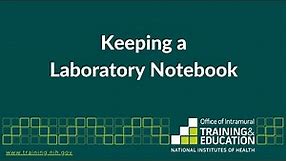 Mini Series Part 1 - Keeping a Laboratory Notebook