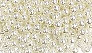 Jmassyang 400pcs 8mm Satin Luste Beads Round Plastic Pearl Beads Craft Beads Loose Pearls with Holes for Jewelry Making Bracelet Necklace Sewing Crafts Decoration (8mm, Beige)