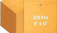 Ctosree 300 Pcs Manilla Envelopes Clasp Envelopes Bulk Brown Kraft Catalog Envelopes with Clasp Closure and Gummed Seal 28lb Heavyweight Paper Envelopes (9 x 12 Inch)
