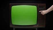 TV GreenScreen | old retro television with antenna on grey background broken old fashioned tv screen