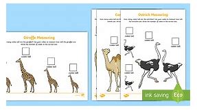 Animals from African Countries Measuring with Cubes Differentiated Worksheets