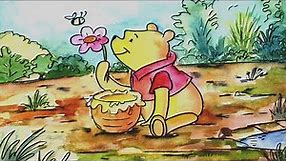 How To Draw Winnie The Pooh | Watercolor Painting | Cartoon