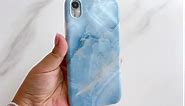 Qokey iPhone XR Case,Cute Marble Case for Girls Women Glossy Pattern Soft Bumper Lightweight Anti-Scratch Slim Fit TPU Shockproof Phone Case for iPhone XR 6.1",Grey Blue Marble