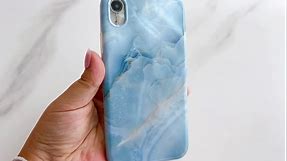 Qokey iPhone XR Case,Cute Marble Case for Girls Women Glossy Pattern Soft Bumper Lightweight Anti-Scratch Slim Fit TPU Shockproof Phone Case for iPhone XR 6.1",Grey Blue Marble