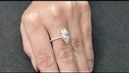 3 Carat Marquise Engagement Ring With Side Accent Stones, Anniversary Ring 14K Solid Real White Gold