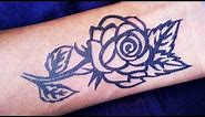 How to make Simple Rose flower Tattoo very easy