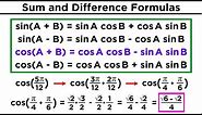 Formulas for Trigonometric Functions: Sum/Difference, Double/Half-Angle, Prod-to-Sum/Sum-to-Prod