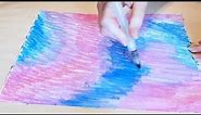 Abstract Analogous Pink, Purple, and Blue Watercolor Gel Crayon Painting