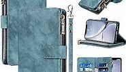 for iPhone XR Case with Card Holder iPhone XR Wallet Case for Women iPhone XR Phone Case Leather Flip Folio Magnetic Zipper Cover with Credit Holder-Blue