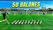 ⚽ 50 BALONES ⚽ *4 PORTERÍAS* 😱 ¡Retos de Fútbol!