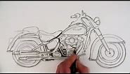 How to Draw a Harley-Davidson Motorcycle: Time Lapse