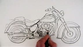 How to Draw a Harley-Davidson Motorcycle: Time Lapse