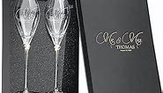 Set of 2 Personalized Wedding Engraved Champagne Flutes- Mr and Mrs Design - For Weddings,Parties and Anniversary
