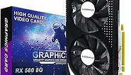 Radeon RX 580 8GB Graphics Card, 256Bit 2048SP GDDR5 AMD Video Card for Pc Gaming, DP HDMI DVI-Output, PCI Express 3.0 with Dual Fan for Office and Gaming